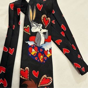 Looney Tunes Mania TAZ 1995 Vintage Necktie Tasmanian Devil Valentines Day Bugs